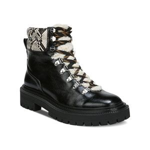 NWT SAM EDELMAN Womens Black 1" Platform Zip Trim Flora Hiking Boots 6.5 M